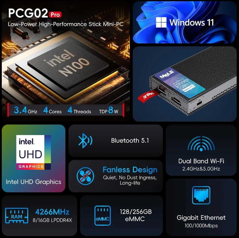 MeLE bringt PCG02 Pro Computer Stick mit Intel Alder Lake-N Prozessor auf den Markt