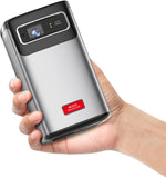 ETABOX Mini-DLP-Projektor, 200 ANSI HD-Video/Android 9.0, 2 GB + 32 GB/Touchpad/TOF-Autofokus/Kabelgebunden und kabellos, gleicher Bildschirm/3D-DLP/8000 mAh-Akku/Eingebauter 10-W-Lautsprecher/Eingebauter App Store/Aufbewahrungsbox 