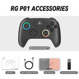 ANBERNIC RG P01  Gamepad Wired Wireless Bluetooth RGB Hall Effect Joystick Game Controller for PC Android IOS Steam
